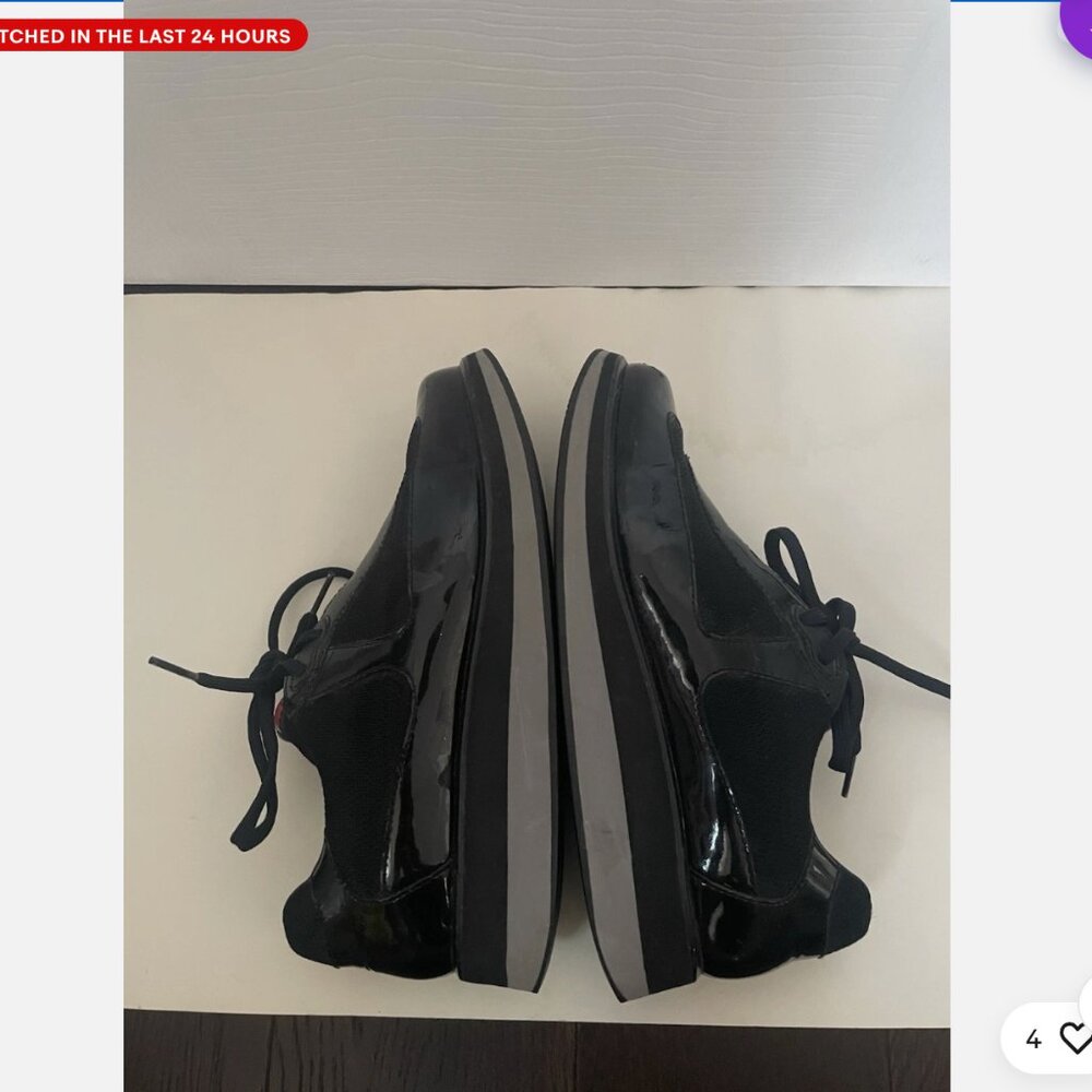 Prada Black Leather Sneakers Size 37.5 Platform - Picture 4 of 8